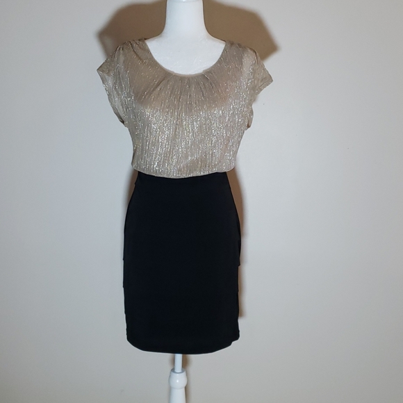 ENFOCUS STUDIO Black and Gold Cocktail Dress Sz 8 - Picture 1 of 6